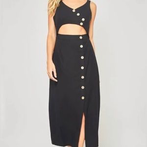 Promesa Midi Cutout Dress with Buttons